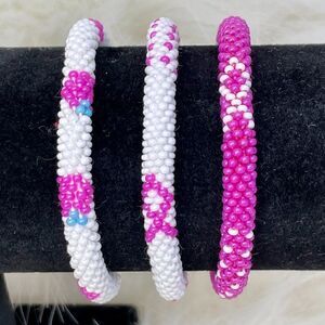 ALL PROFITS TO CHARITY! HAND CRAFTED in Nepal Beaded Bracelets (set of 3) #1002